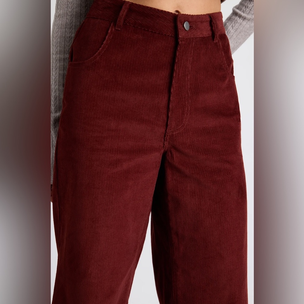NWT Lulus Luelia Rust Brown Corduroy High-Rise Wide-Leg Pants Size Small - Picture 4 of 6